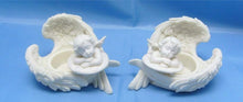 Load image into Gallery viewer, Guardian Angel Pair of Cherubs Resting In Wings Candle Holders Statue Ornament

