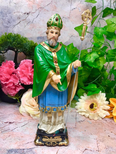 Saint Patrick Irish Figurine Resin Catholic Statue Religious Sculpture-OsirisTradingUK