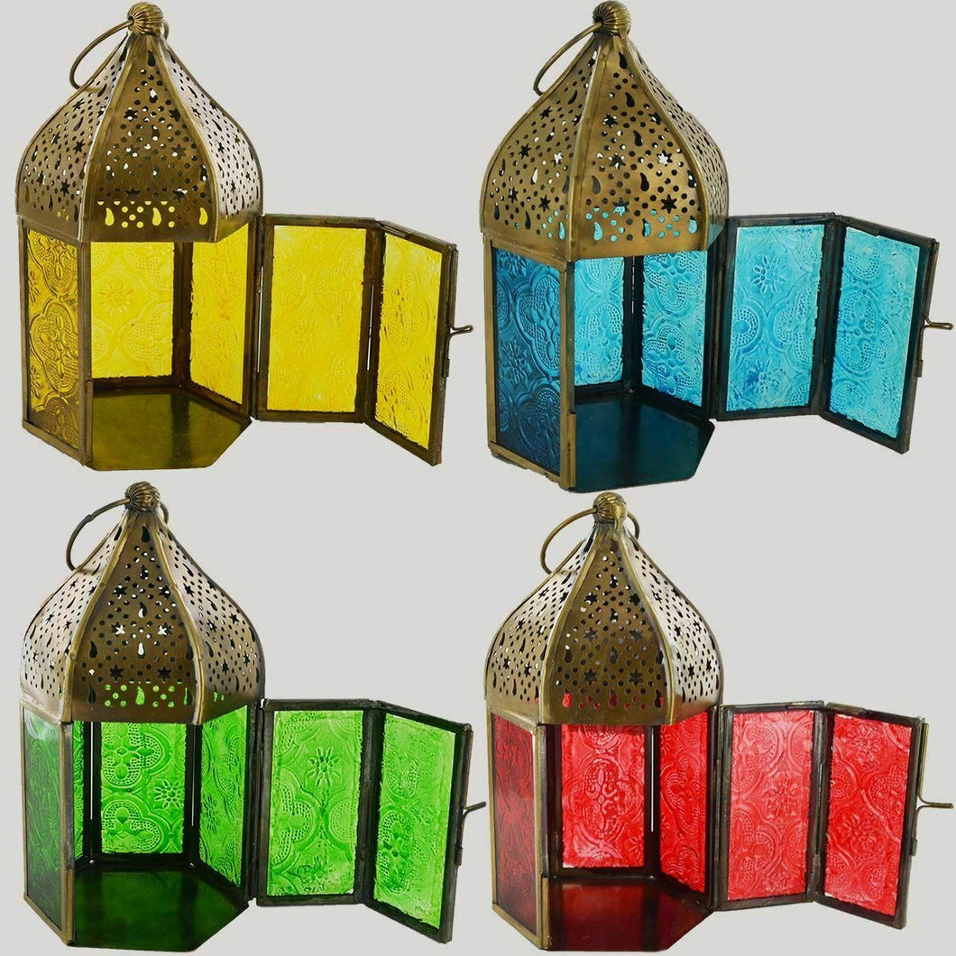 Set of 4 Antique Effect Moroccan Style Lanterns Candle Holders Ornaments