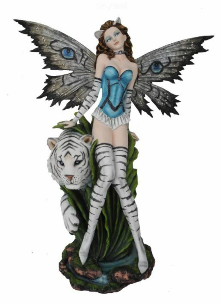 Large Fairy and Tiger Companion Sculpture Statue Mythical Creatures Figure Gift-OsirisTradingUK