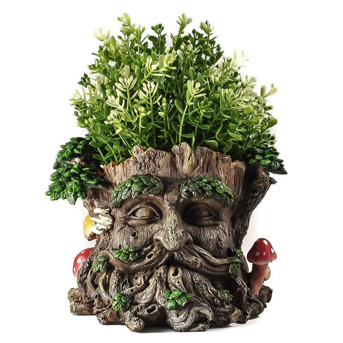 Tree Ent Face Plant Pot Holder Greenman Decorative Garden Myth Sculpture Planter-OsirisTradingUK