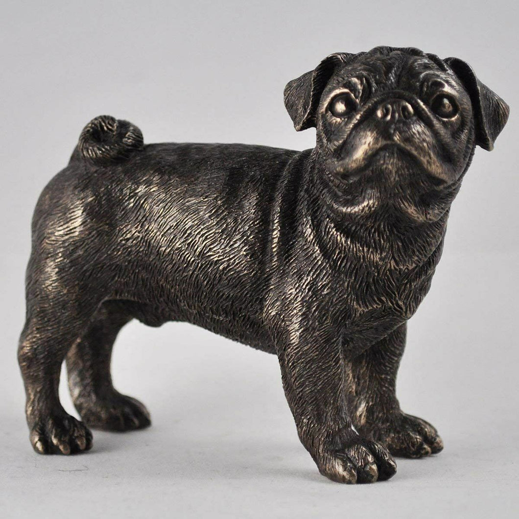 Bronze Effect Pug Sculpture Dog Statue Home Ornament Figurine-OsirisTradingUK