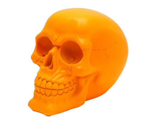Novelty Orange Skull Ornament Figure Skulls Collection Sculpture Gothic Decor-OsirisTradingUK