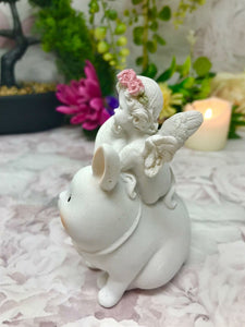 Cherub Riding Bunny Rabbit Figurines Cherubs Collection Angel Easter Ornaments-Home, Furniture & DIY:Home Décor:Sculptures & Figurines-OsirisTradingUK