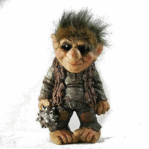 Troll Holding a Mace Sculpture Small Novelty Home Fantasy Decor 19 cm