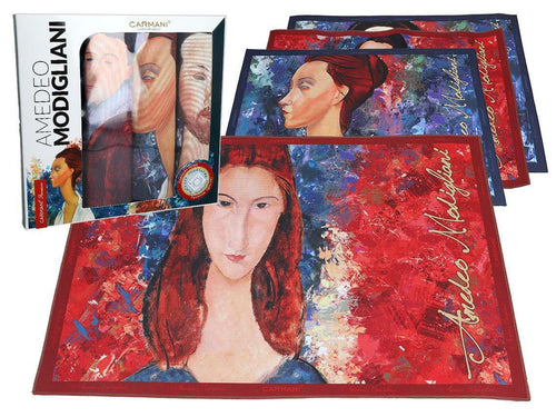 Set of 4 Table Mats Amedeo Modigliani Placemats Museum Reproduction Art Inspired-OsirisTradingUK