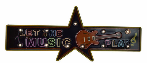 Vintage Metal 3D LED Music Rock Guitar Music Logo Sign Man Cave Wall Plaque-OsirisTradingUK