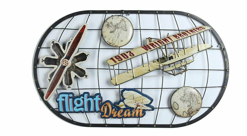Antique Vintage Metal 3D Logo Sign Plane Military Man Cave Wall Plaque-OsirisTradingUK