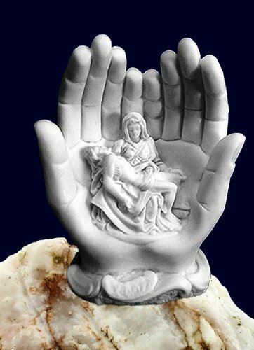 Alabaster La Pieta Statue Of The Virgin Mary Holding Jesus Religious Ornament-OsirisTradingUK