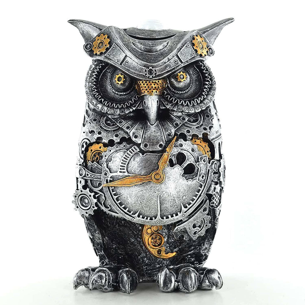Silver Steampunk Owl Ornament Home Decoration Sculpture Statue Owls Collection