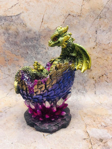 Whimsical Green Baby Dragon Hatchling Figurine Fantasy Art Statue Dragon Age