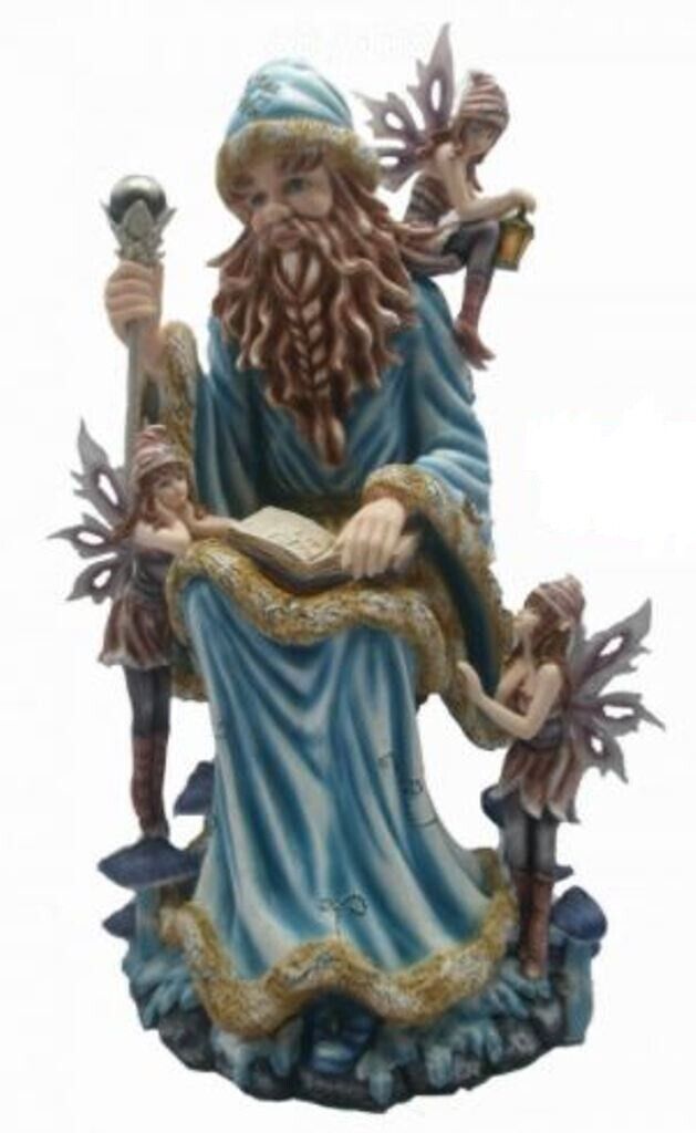 Wizard with Fairies Companions Statue Fantasy Art Sculpture Elves Pixies Figures-OsirisTradingUK
