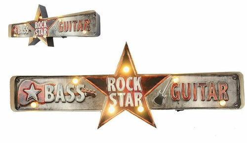 Vintage Metal 3D LED Bass Music Rock Guitar Music Logo Sign Man Cave Wall Plaque-OsirisTradingUK