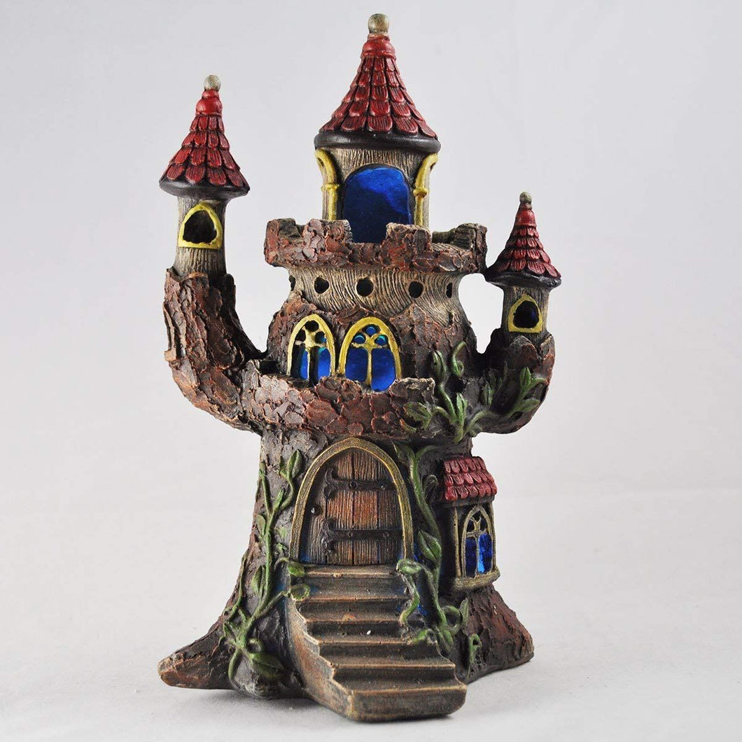Magic Castle House Mystical Garden Ornament Elf Pixie Home with LED Lights-OsirisTradingUK