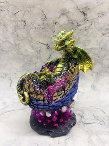 Whimsical Green Baby Dragon Hatchling Figurine Fantasy Art Statue Dragon Age