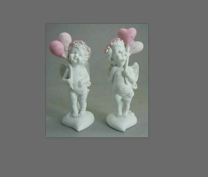 Pair of Guardian Angel Figurine Cherubs Holding Balloons Statue Ornament Gift