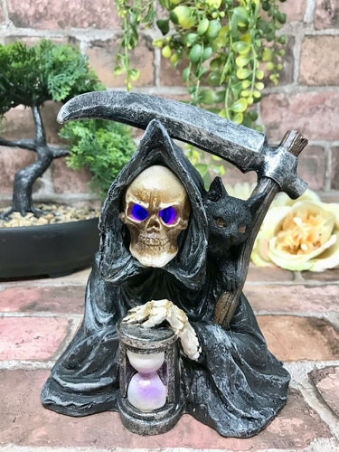 Dark Gothic Fallen Angel of Death Sculpture with LED Light Occult Grim Reaper-OsirisTradingUK