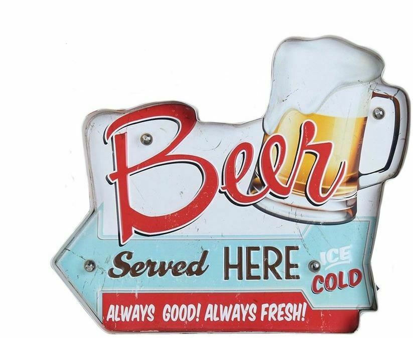 Vintage Metal 3D LED Logo Sign Pub Man Cave Wall Beer Lager Plaque Decoration