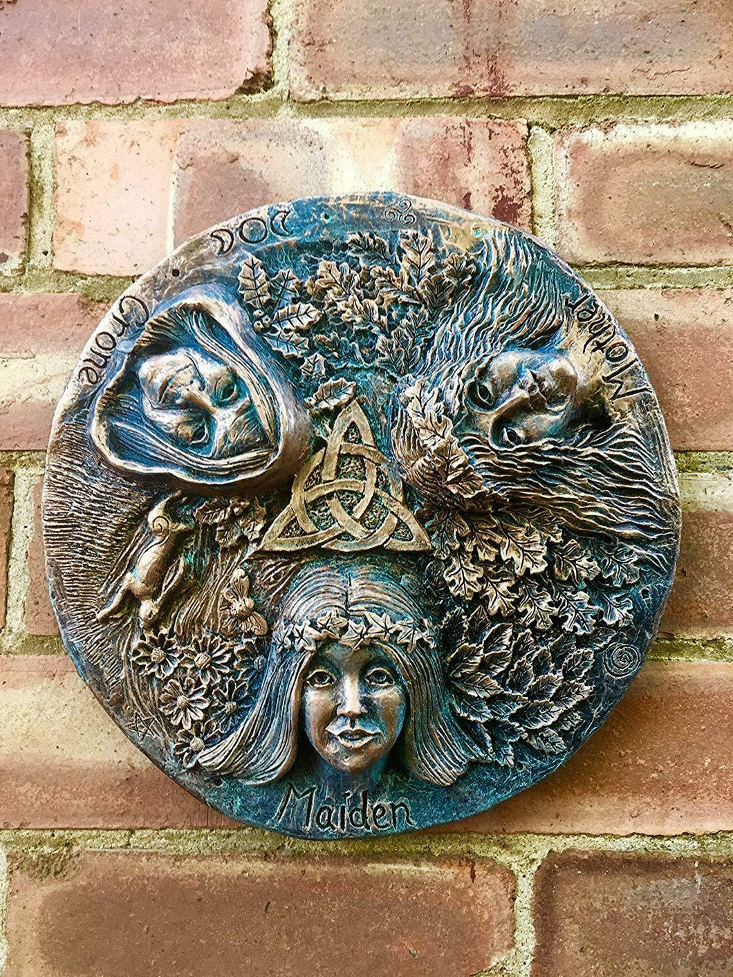 Pagan Wheel of the Year Triple Moon Goddess Triquetra Wall Plaque Wiccan Gift