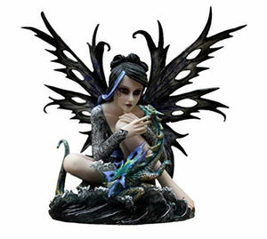 Large Elemental Fairy with Dragon Companion Figurine Statue Ornament Sculpture