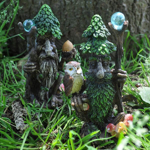 Pair of Tree Ents Greenman Garden Ornaments Lawn Decorations Green Man