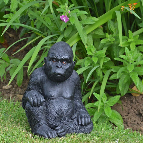 Gorilla Garden Ornament Statue Figure Resin Lawn Patio Sculpture-OsirisTradingUK