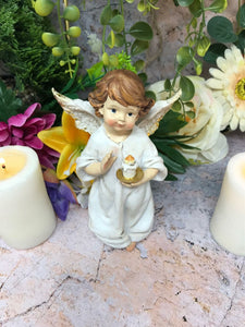 Guardian Angel Figurine Cherub Holding Candle Statue Ornament Sculpture