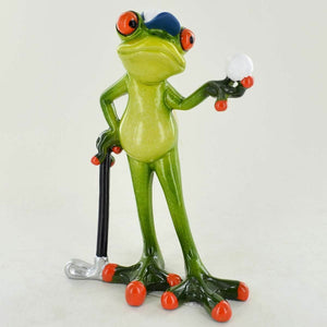 Comical Frogs Golfer Small Resin Figurine Ornament Statue