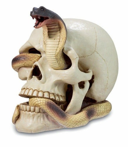 Fabulous Large Skull and Snake Figurine Ornament Gothic Horror-OsirisTradingUK
