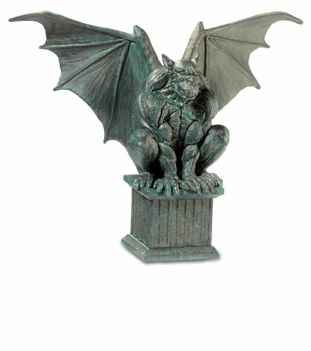 Antique Effect Gargoyle on Pedestal Figurine Statue Gothic Decor