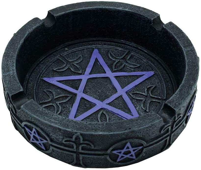 Purple Pentagram Ashtray Pentacle Ritual Burner Altar Occult-OsirisTradingUK