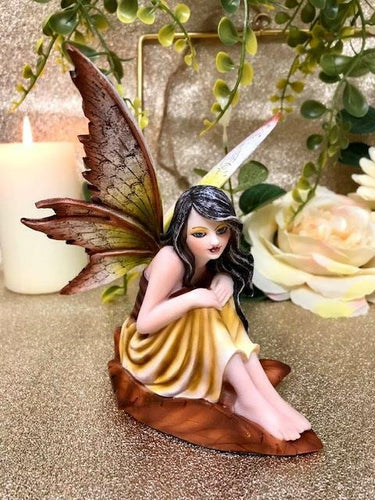 Flower Fairy Resting on Leaf Figurine Statue Ornament-OsirisTradingUK