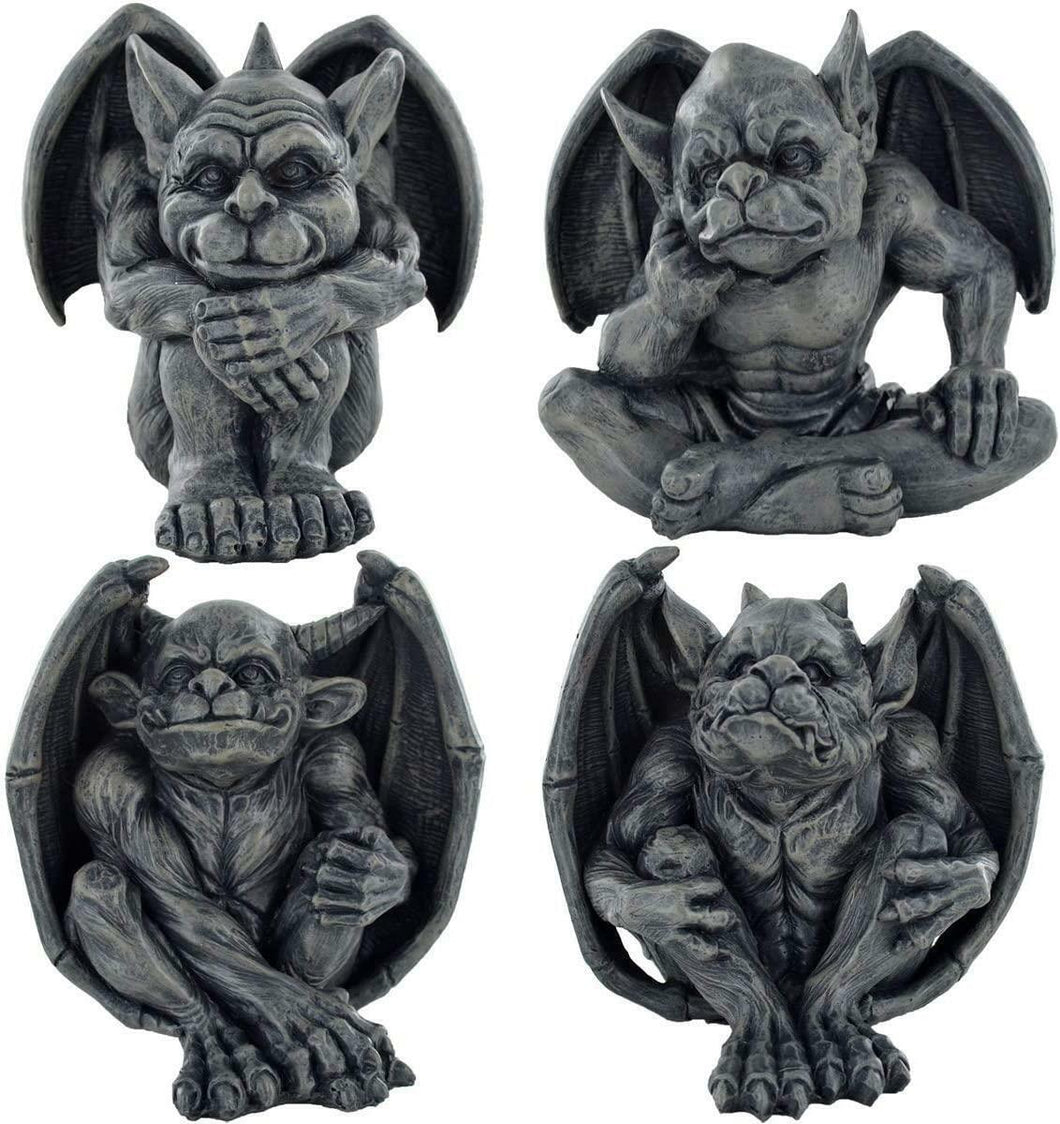 Set of 4 Gothic Gargoyles Figurines Garden Ornaments Medieval Style Statues-OsirisTradingUK