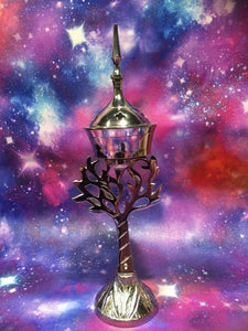 Silver Tree of Life Incense Burner Pagan Altar Ornament Wicca Decor