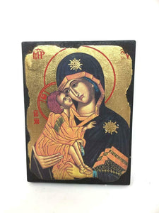 Virgin Mary and Baby Jesus Picture Icon Style Religious Wall Plaque Decor