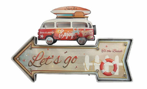 Camper Van Contemporary Metal Wall Art Decor LED Light Campervan Home Decor Gift-OsirisTradingUK
