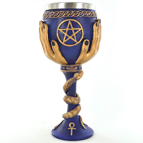 Mystical Goddess Hands Pentagram Goblet Altar Decor Pagan Wicca Ankh Chalice-OsirisTradingUK