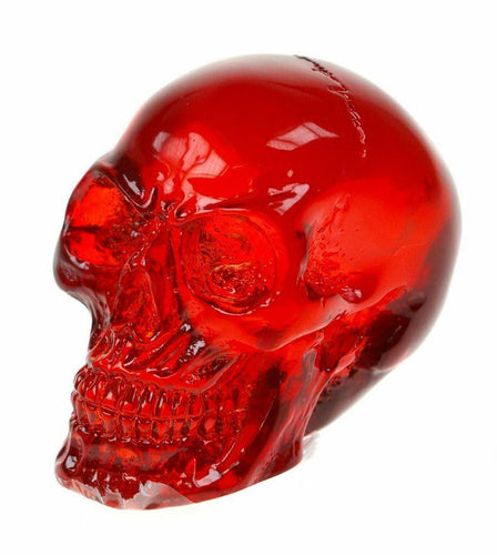 Small Red Solid Clear Resin Skull Ornament Figurine Figure-OsirisTradingUK