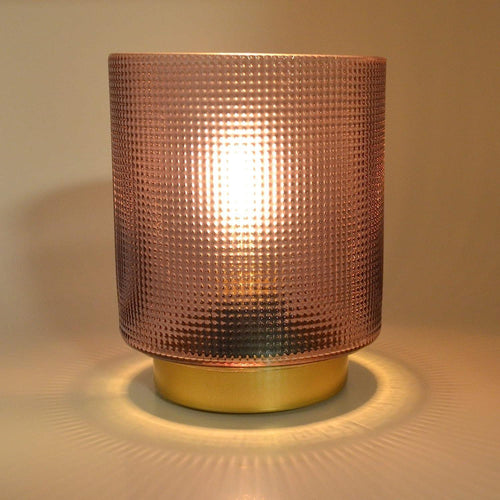 Pink LED Moroccan Style Glass Battery Powered Lantern Home Decor Lighting-OsirisTradingUK