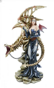 Gothic Sculpture Fairy with Dragon Companion Figurine Statue Ornament-OsirisTradingUK