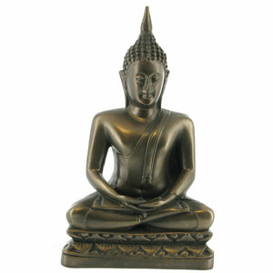 Bronze Effect Thai Buddha Ornament Meditation Sculpture Statue Figurine Buddhism