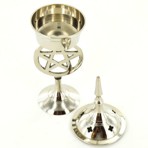 Silver Pentagram Incense Burner Wicca Pagan Altar Accessory-OsirisTradingUK
