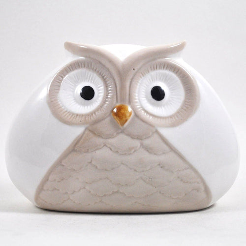 Pair of White Ceramic Owls Ornaments Home Decorations Figurines Owl Lover Gift-OsirisTradingUK