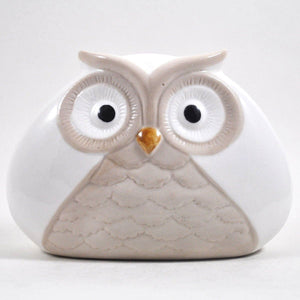Pair of White Ceramic Owls Ornaments Home Decorations Figurines Owl Lover Gift