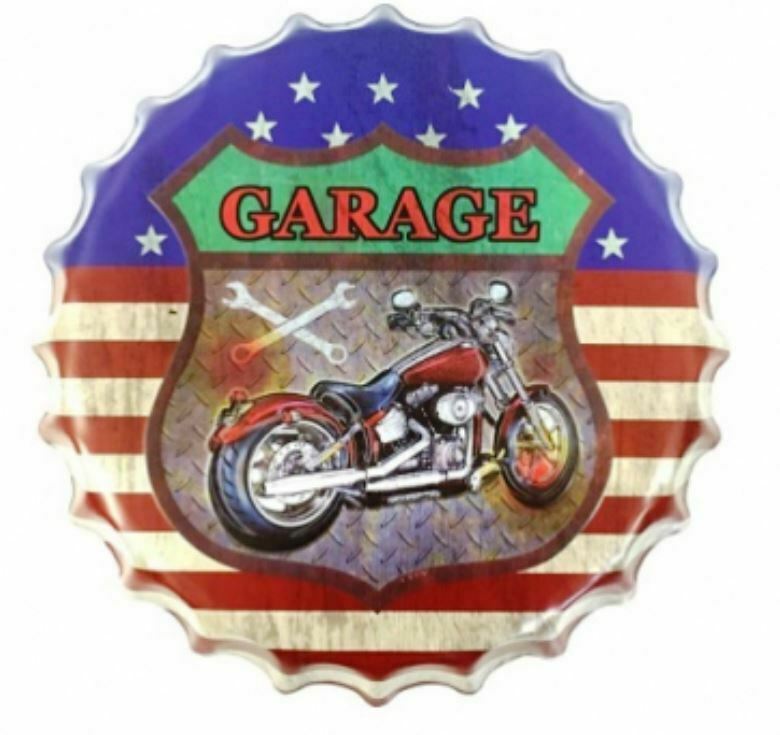 Vintage Metal Motorcycle 3D Logo Sign Garage American Man Cave Wall Plaque