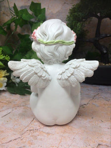 Guardian Angel Figurine Cherub Statue Holding Roses Ornament Sculpture Gift-Collectables:Fantasy, Myth & Magic:Mythical Creatures:Angels-OsirisTradingUK