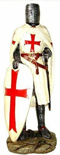 Templar Knight Standing with Shield Figurine Statue Crusader Ornament