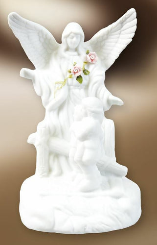 Ceramic Guardian Angel Statue with Light Religious Ornament Figure-OsirisTradingUK