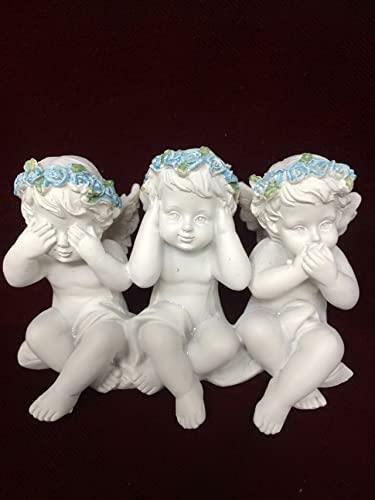 Trois Anges Gardiens Sages Figurine Chérubins Statue Ornement Sculpture Cadeau