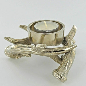 Silver Effect Antler Tea Light Candle Holder Stag Deer Country Home Decor Gift